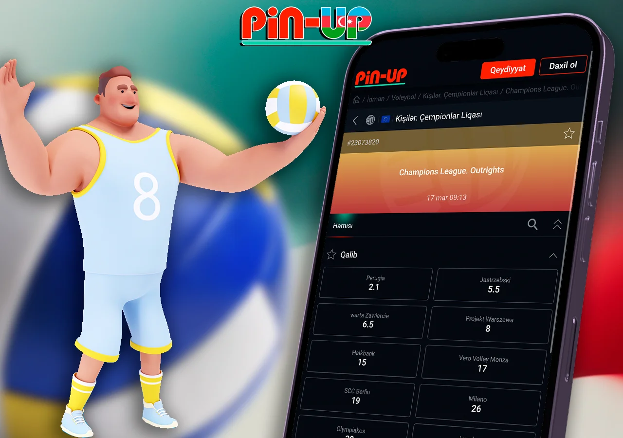 Voleybol matçlarına mərc etmək üçün əmsallar mövcuddur